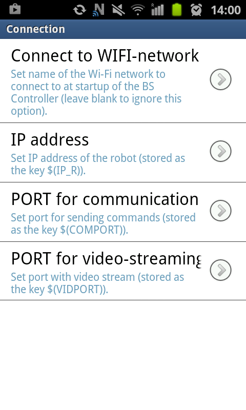Connection settings
